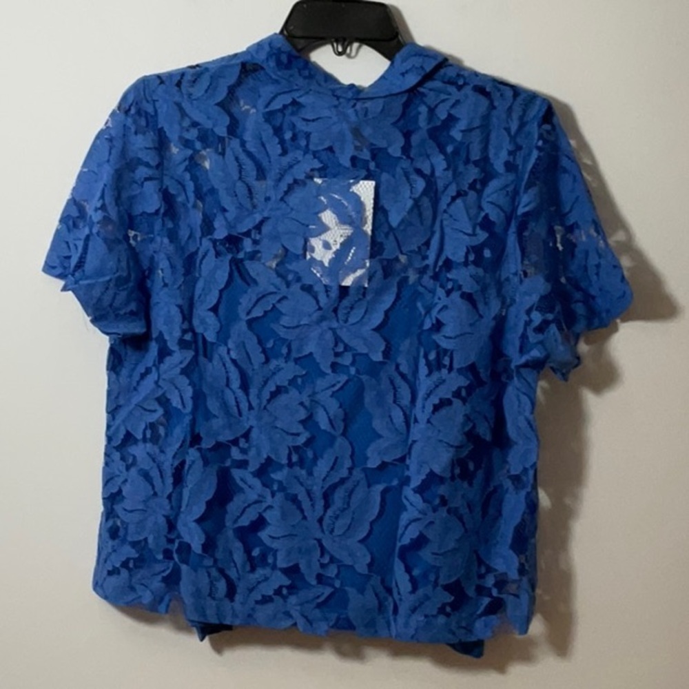 Blue Lace Button Down Shirt - Picture 2 of 2